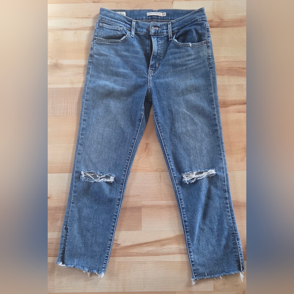 Levi's Classic Blue Ripped Boyfriend Jeans